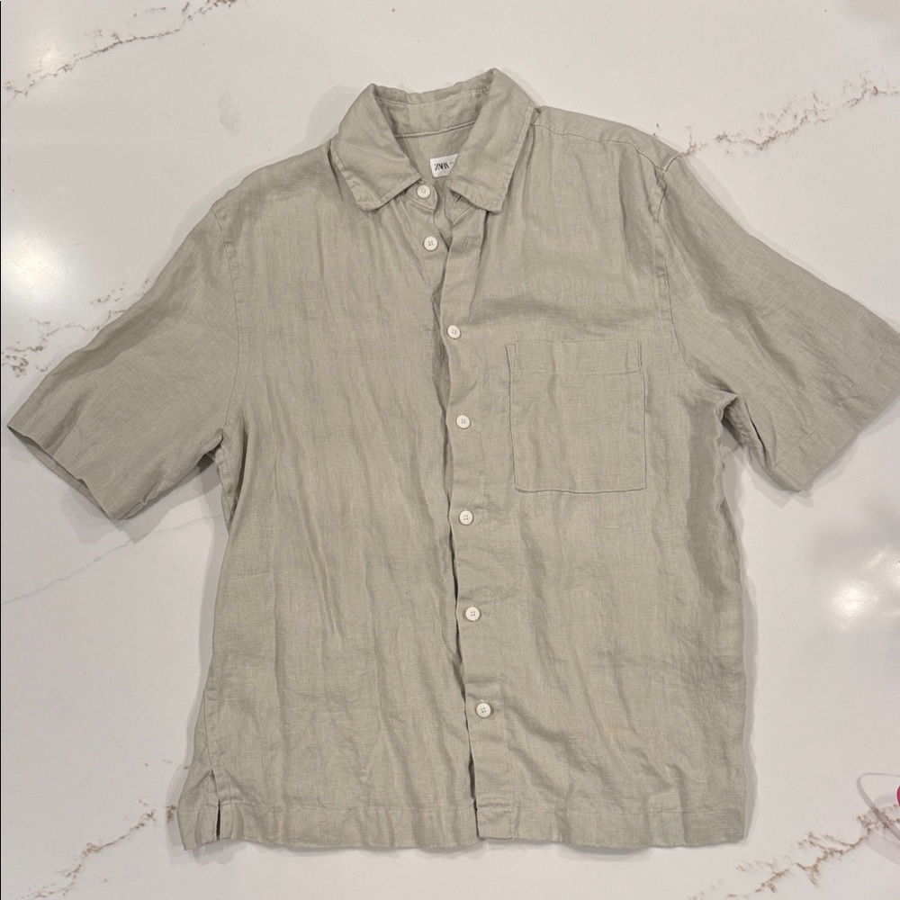 Zara Tan Short Sleeve Shirt